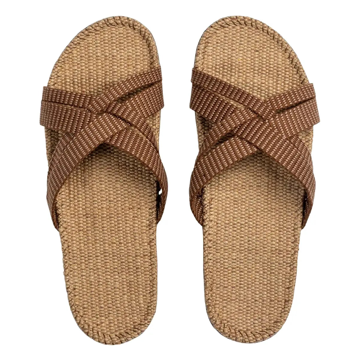 Shangies by Stilov Women#1 Cocoa Tones brune sandaler med krydsremme og jutesål