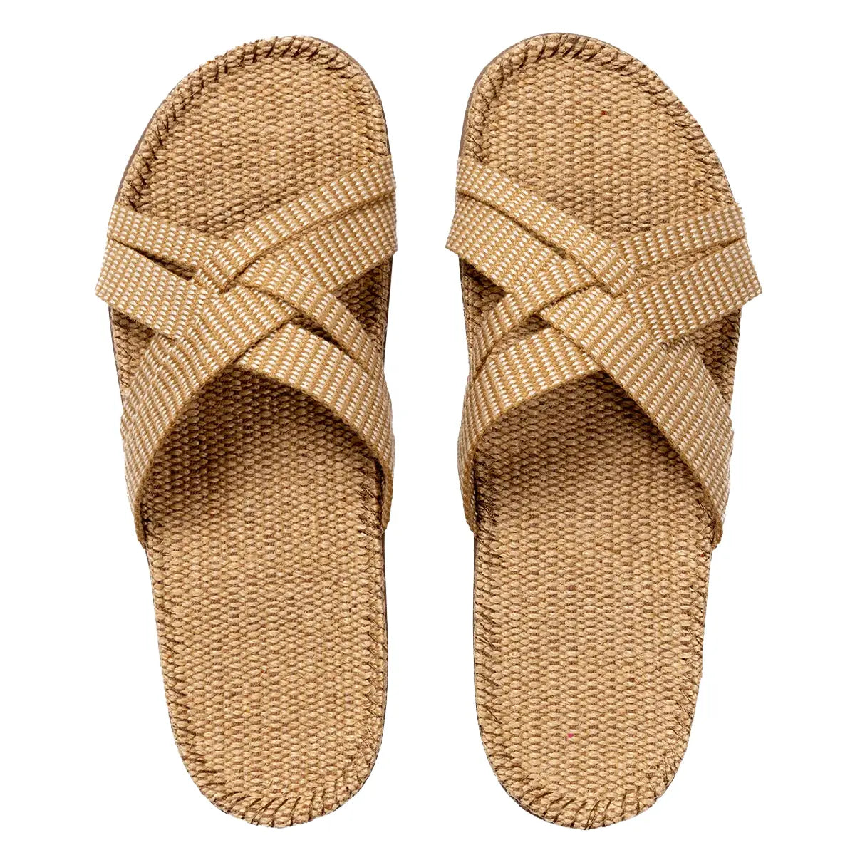 Shangies by Stilov Women#1 Creamy White sandaler med lyse krydsremme og jutesål