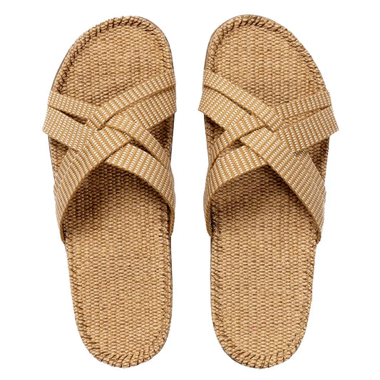 Shangies by Stilov Women#1 Creamy White sandaler med lyse krydsremme og jutesål