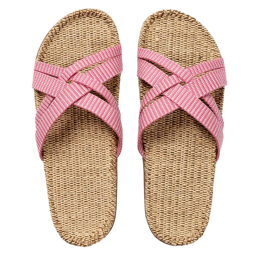 Shangies by Stilov Women#1 Pale Pink lyserøde sandaler med krydsremme og jutesål