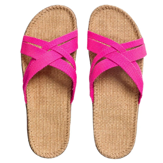 Shangies by Stilov Women#1 Pink Posh rosa sandaler med krydsremme og jutesål