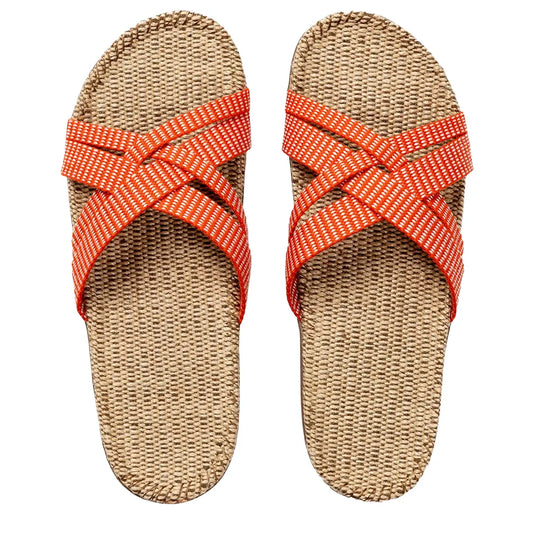 Shangies by Stilov Women#1 Sunset Orange orange sandaler med krydsremme og jutesål