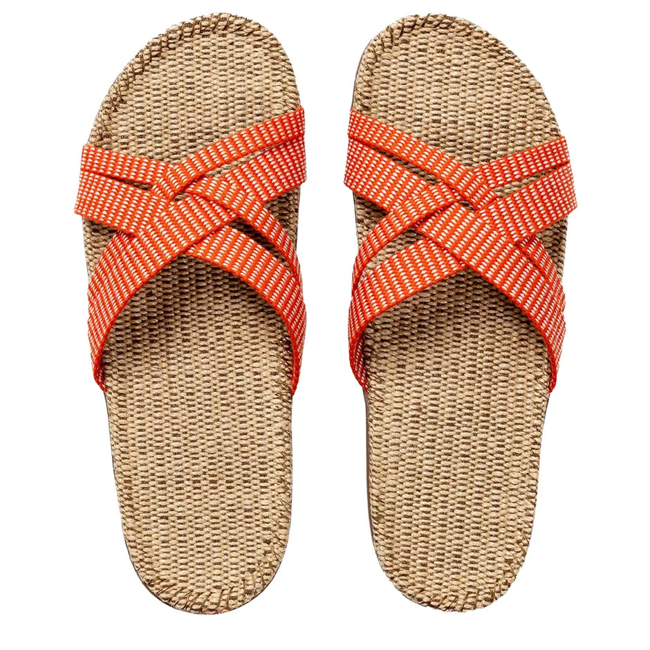 Shangies by Stilov Women#1 Sunset Orange orange sandaler med krydsremme og jutesål