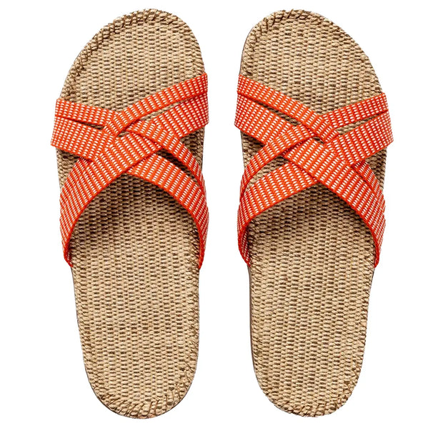 Shangies by Stilov Women#1 Sunset Orange orange sandaler med krydsremme og jutesål