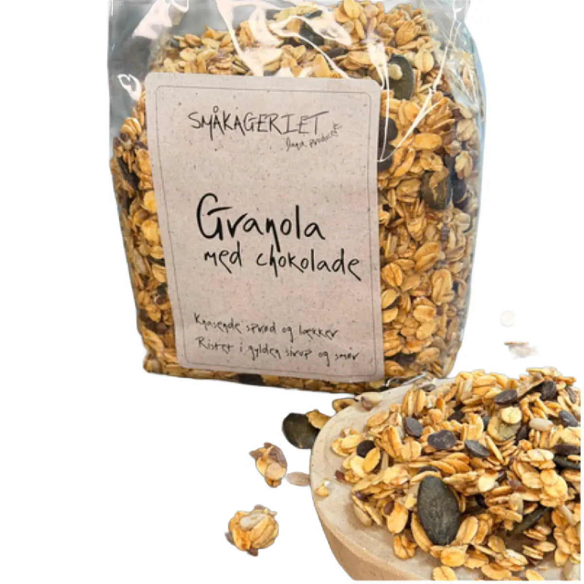 Småkageriet sprød granola med mørk chokolade og ristede kerner