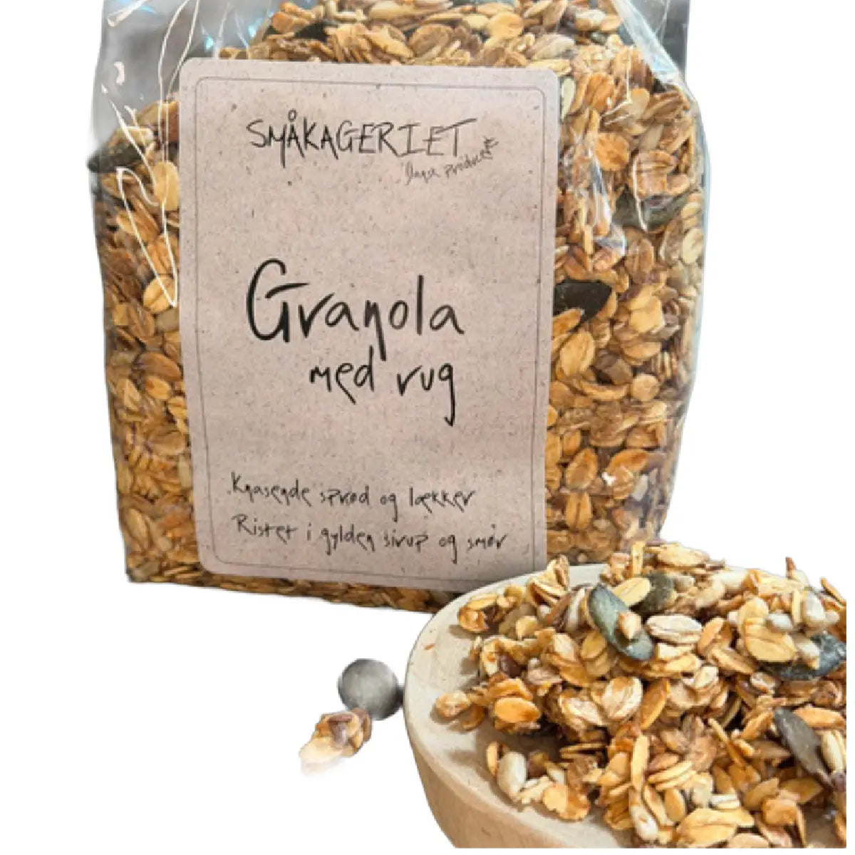Småkageriet fyldig granola med rugflager, havre, mandler og kerner