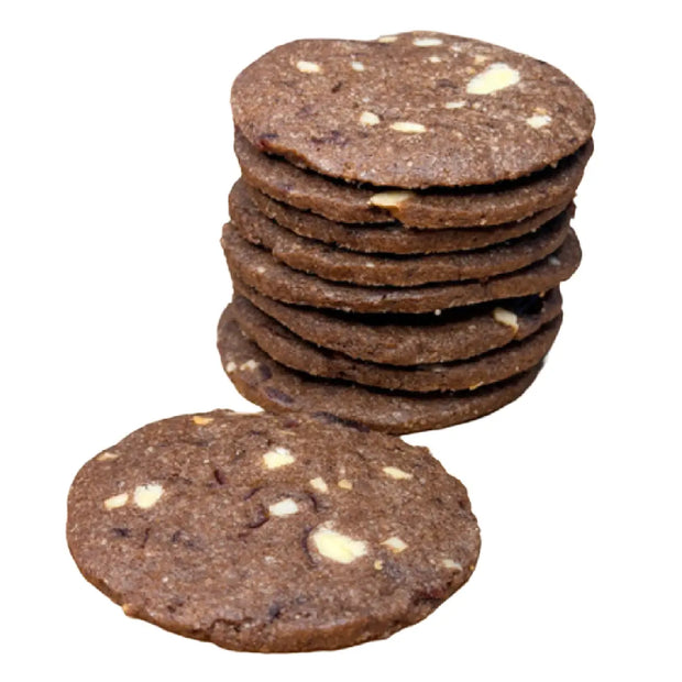 Småkageriet Kakao & Bær Dark Passion småkager med kakao, tranebær, hvid chokolade og mandelsplitter, 150 g