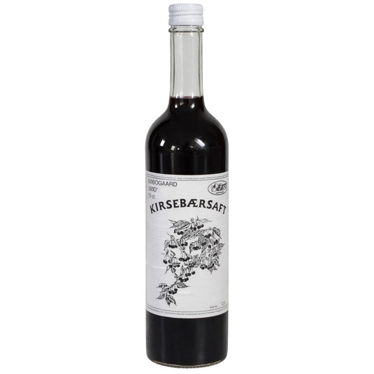 Søbogaard Kirsebærsaft - sød 73 cl – økologisk saft til fortynding lavet på økologiske surkirsebær og rørsukker, fyldig frugtsmag og klassisk sød kirsebærprofil til saftevand, desserter og bagning