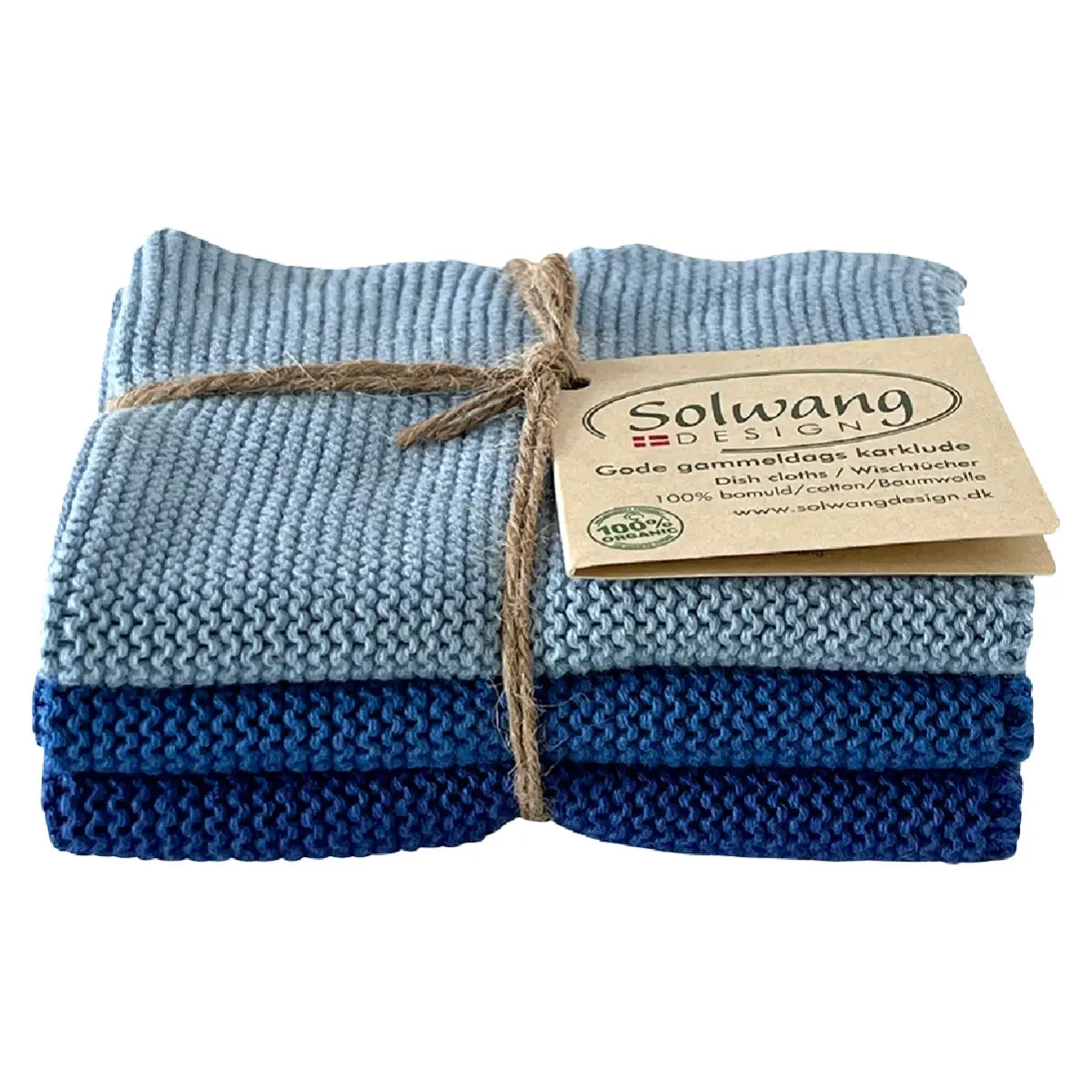 Solwang Design Bright Blue Combi strikkede karklude i klare blå nuancer, 3 stk.