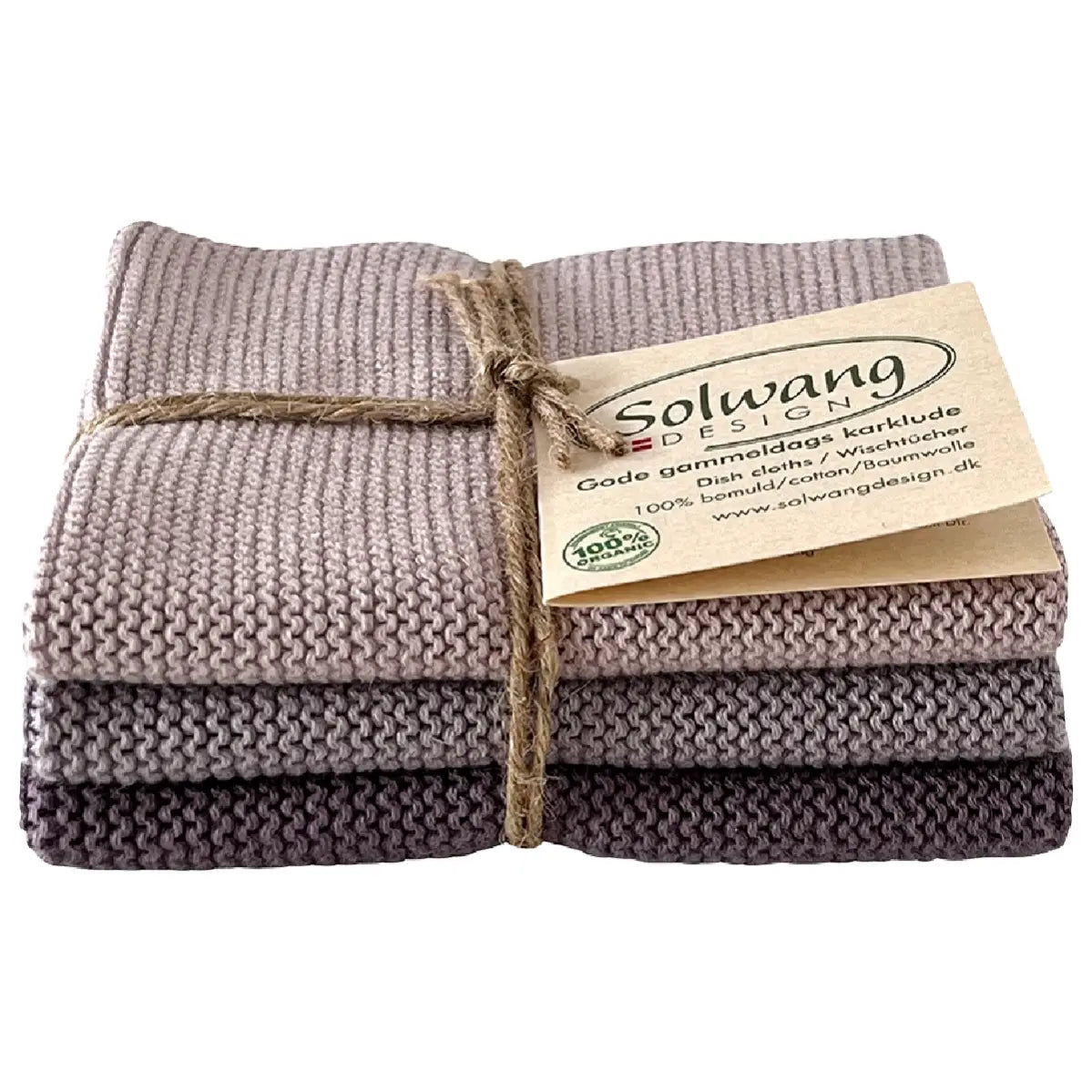 Solwang Design Dusty Purple Combi strikkede karklude i støvede lilla nuancer, 3 stk.