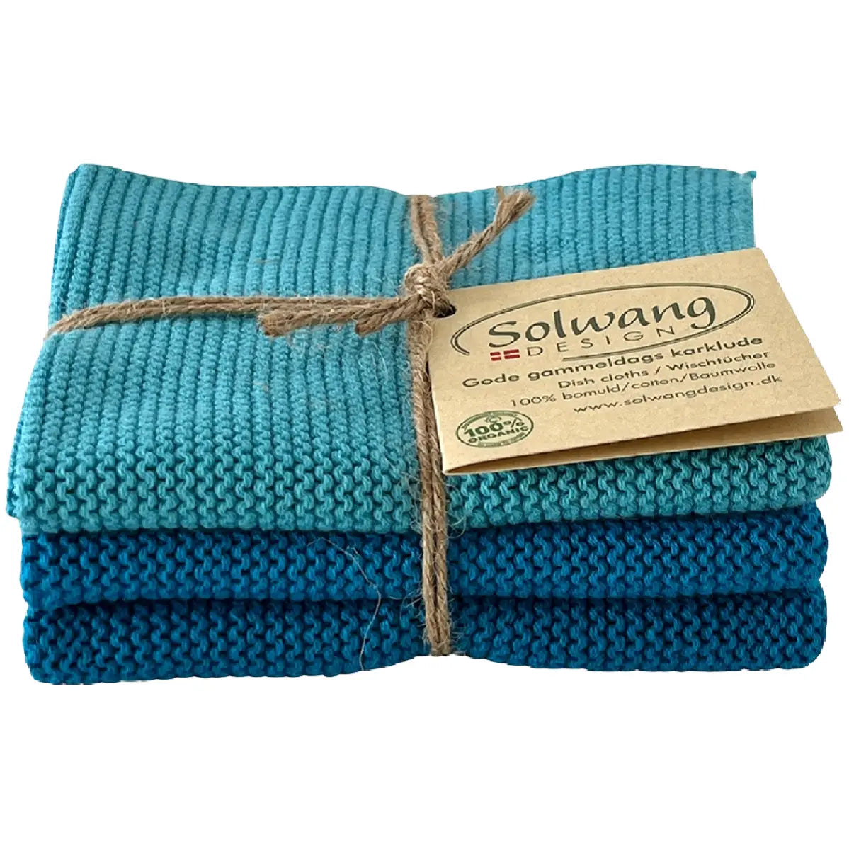 Solwang Design Ocean Blue Combi strikkede karklude i blå nuancer, 3 stk.