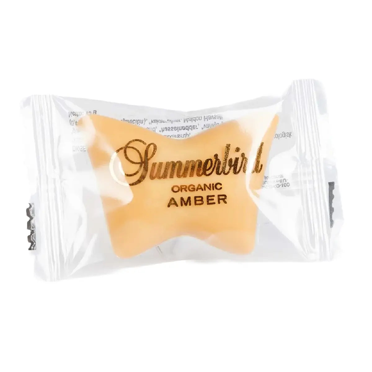 Summerbird Amber 1 stk 13 g – økologisk chokoladesommerfugl med karamelganache, Piemonte-hasselnødder og vanilje, omsluttet af gylden Amber Classic-chokolade med Maldon havsalt