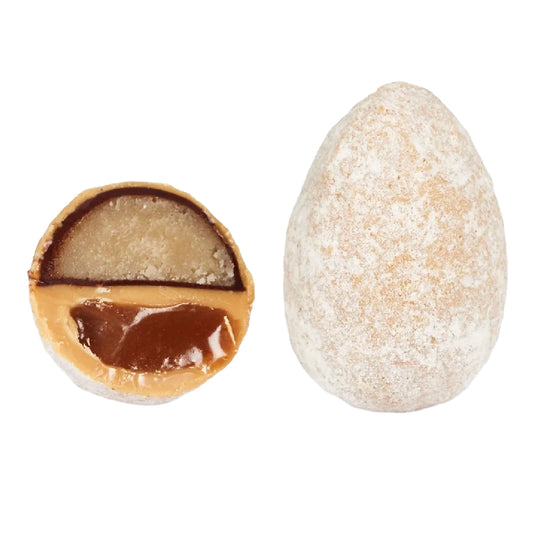 Summerbird Amber Caramel 20 g – økologisk chokolade med marcipan i gylden Amber-chokolade, karamel, hasselnød og vanilje, sælges enkeltvis