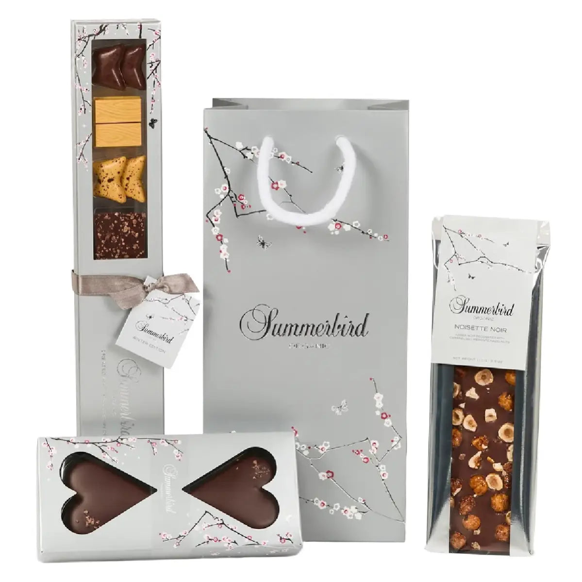 Summerbird Christmas Gift Bag 260 g med tre økologiske chokoladespecialiteter