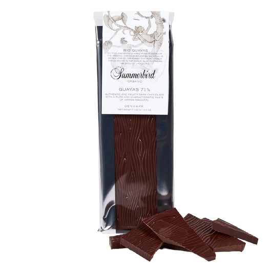 Summerbird Guayas 71% 100 g – økologisk mørk chokoladebar med 71% kakaotørstof, frugtig aromatisk smag med noter af solmodne bær og vanilje