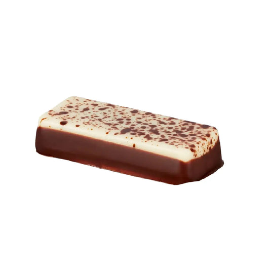 Summerbird Pollock 1 stk 20 g – økologisk fyldt chokolade med hvid chokolade, karamel og lakrids, afrundet med vanilje og citron, kan indeholde spor af æg og nødder