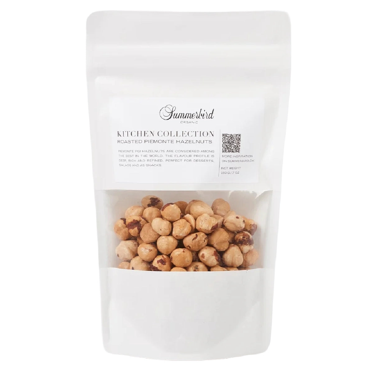 Summerbird ristede Piemonte hasselnødder 150 g – økologiske let ristede PGI-certificerede hasselnødder med dyb nøddesmag til snack, desserter, bagværk og salater