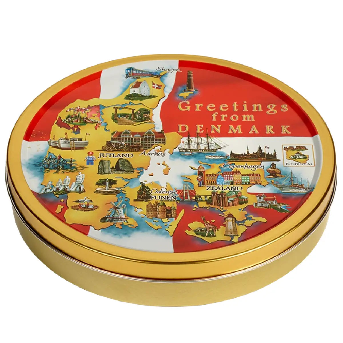 Greetings from Denmark klassiske danske smør- og chokoladesmåkager i dekorativ dåse, 200 g