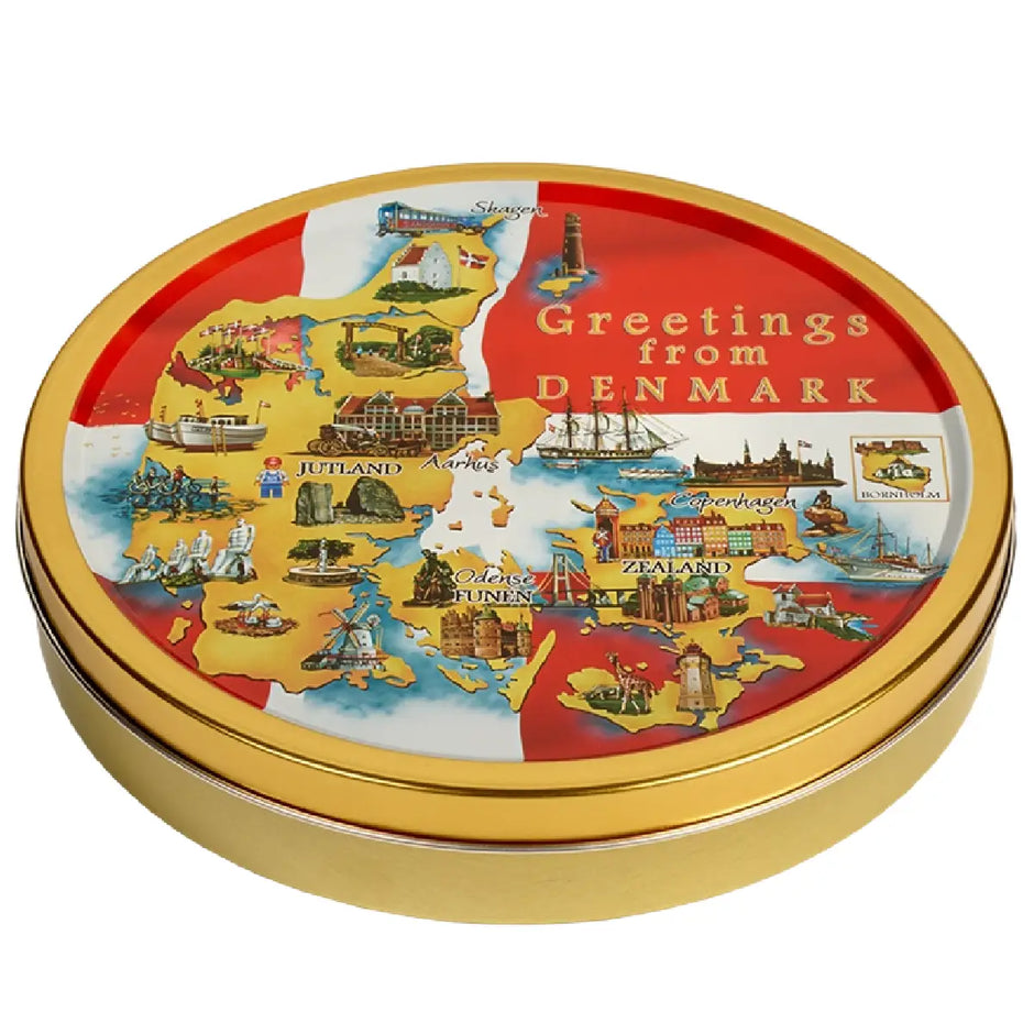 Greetings from Denmark klassiske danske smør- og chokoladesmåkager i dekorativ dåse, 200 g