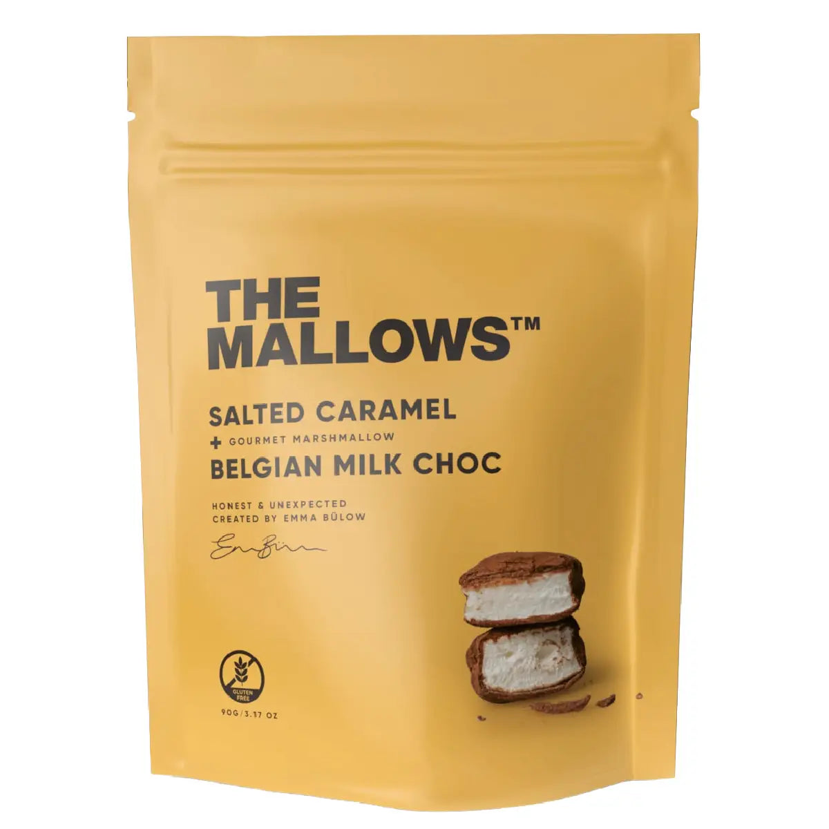 The Mallows Salted Caramel skumfiduser med karamel, mælkechokolade og havsalt, 90 g