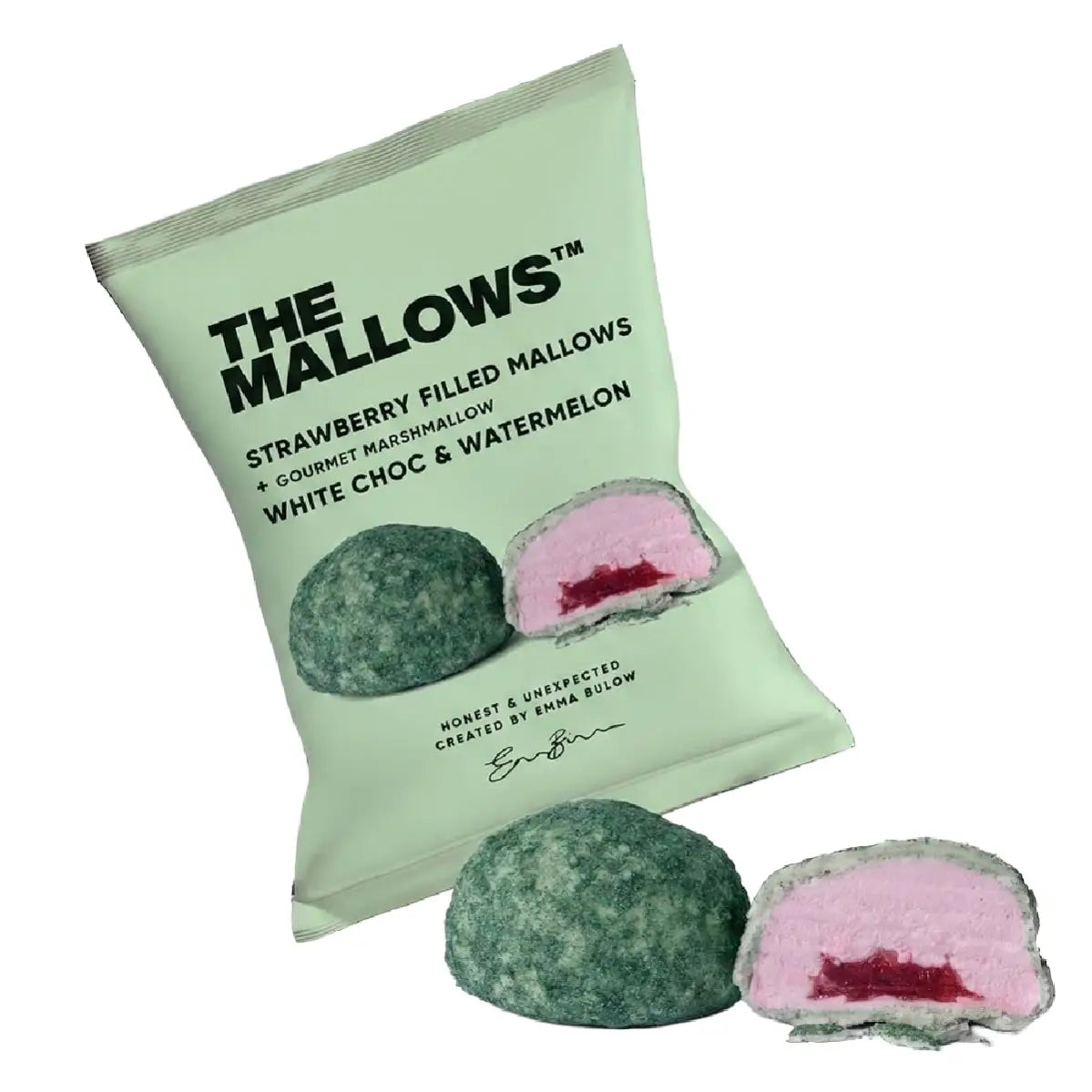 The Mallows Strawberry Filled Mallow med jordbærfyld, vandmelon og belgisk hvid chokolade, 1 stk.