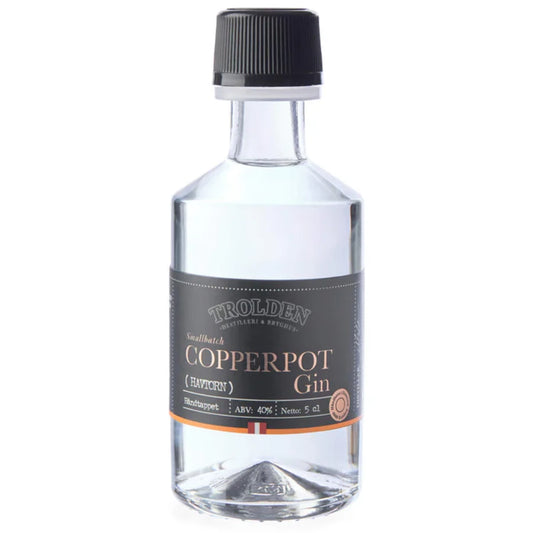Trolden HAVTORN Copperpot Gin 5 cl – mini dansk copperpot gin baseret på DNA, med friske havtorn fra Rømø, nordiske friske aromaer og klassisk gin-karakter