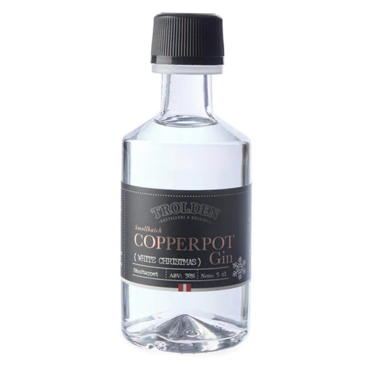 Trolden WHITE CHRISTMAS Copperpot Gin 5 cl – dansk julegin destilleret på kobberkedler med friske clementiner og stjerneanis, krydret citrusprofil til gin & tonic