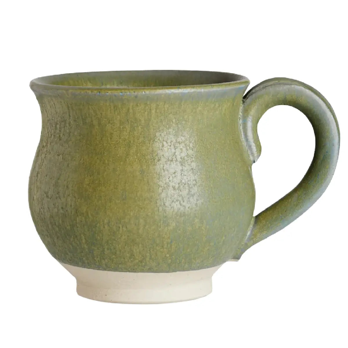 Vangs Keramiske Værksted håndlavet krus med hank i Muteret Grøn glasur