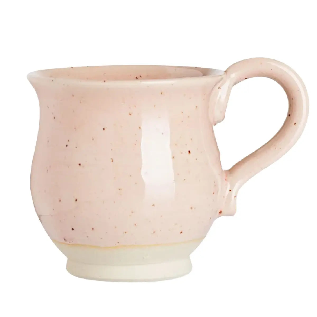 Vangs Keramiske Værksted krus med hank i farven Pink, stabelbart keramikkrus med indhold 3 dl, højde 8,5 cm og bredde 8,5 cm