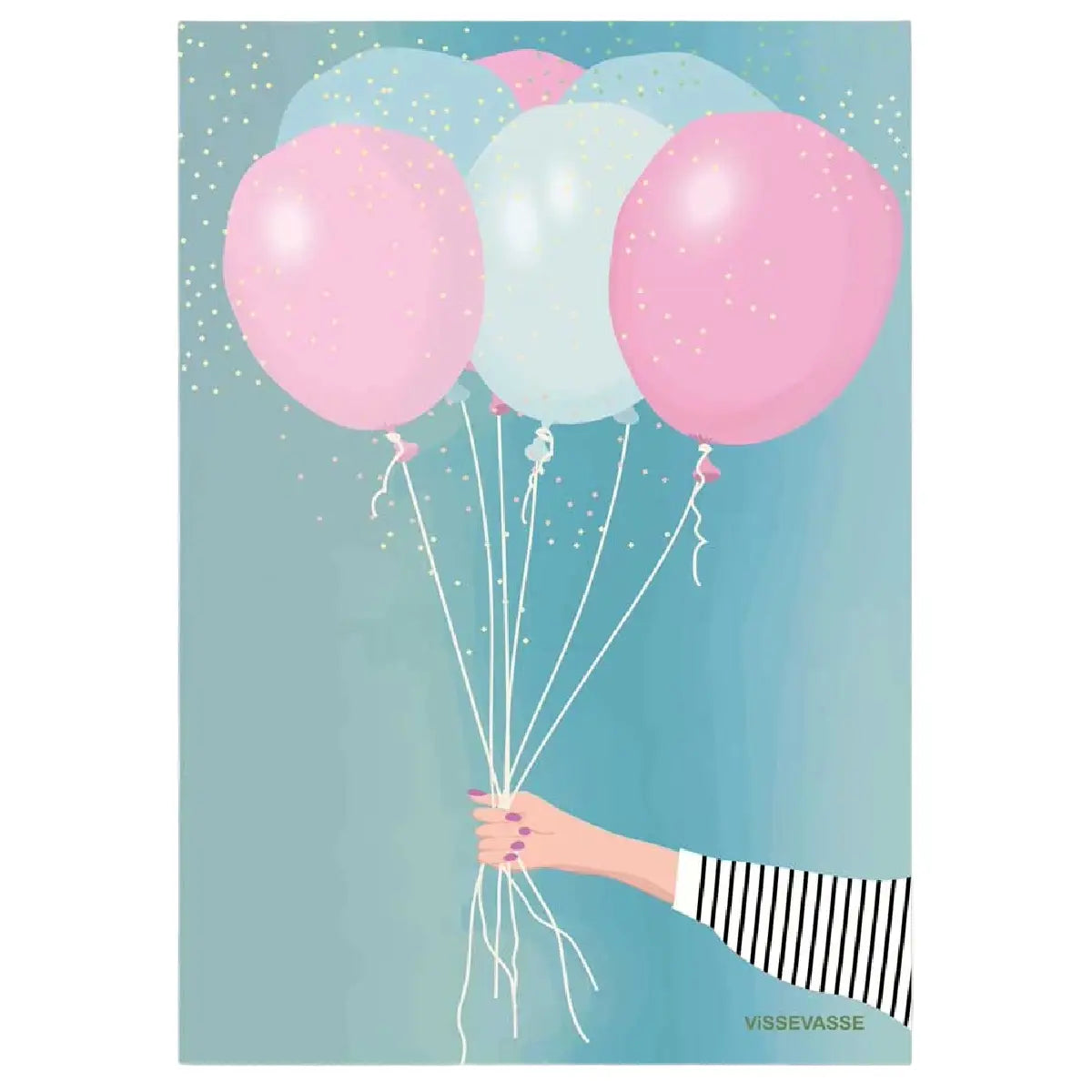 ViSSEVASSE Bouquet of Balloons minikort i A7-format med farverig buket af balloner