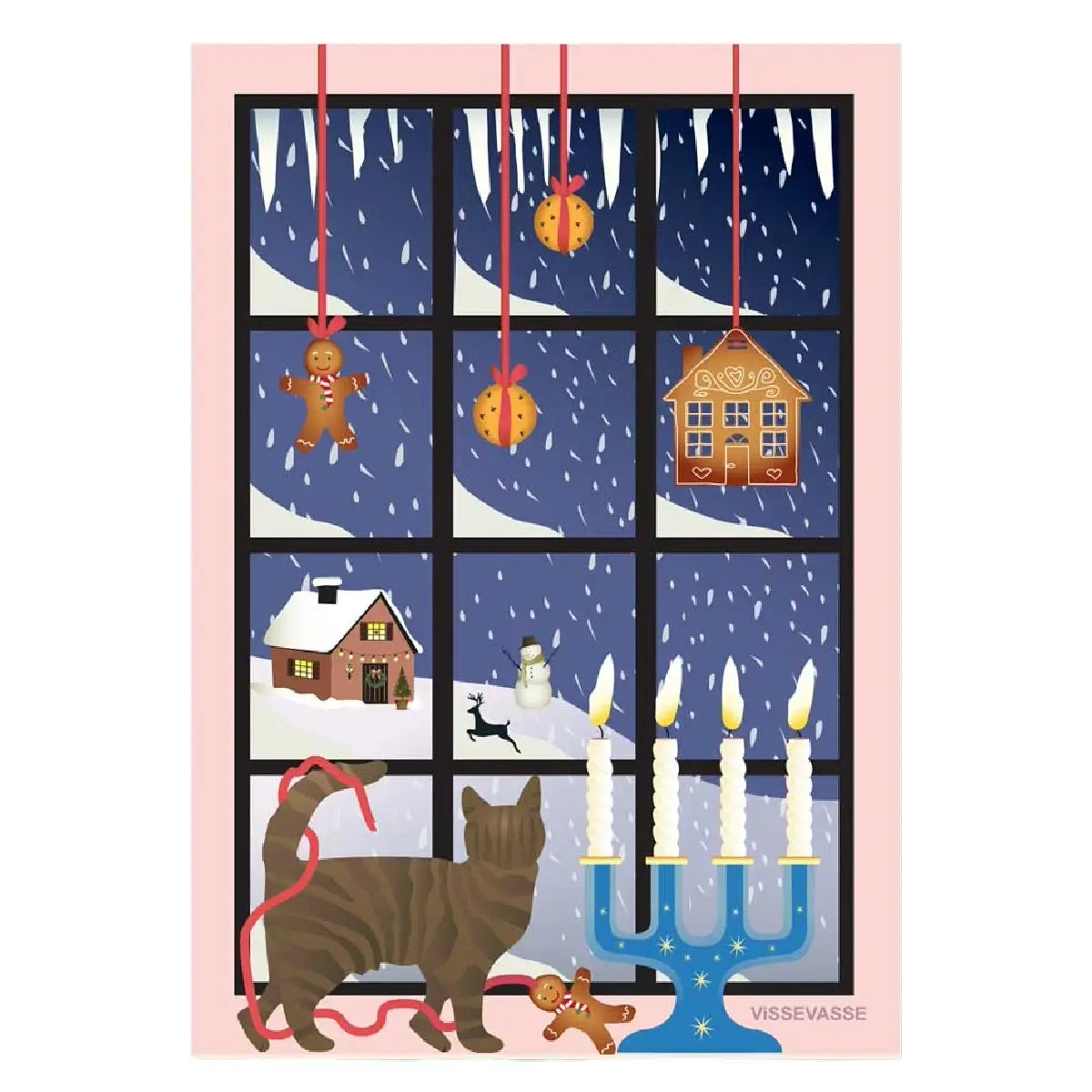 ViSSEVASSE Christmas Window minikort i A7-format med stemningsfuldt julemotiv