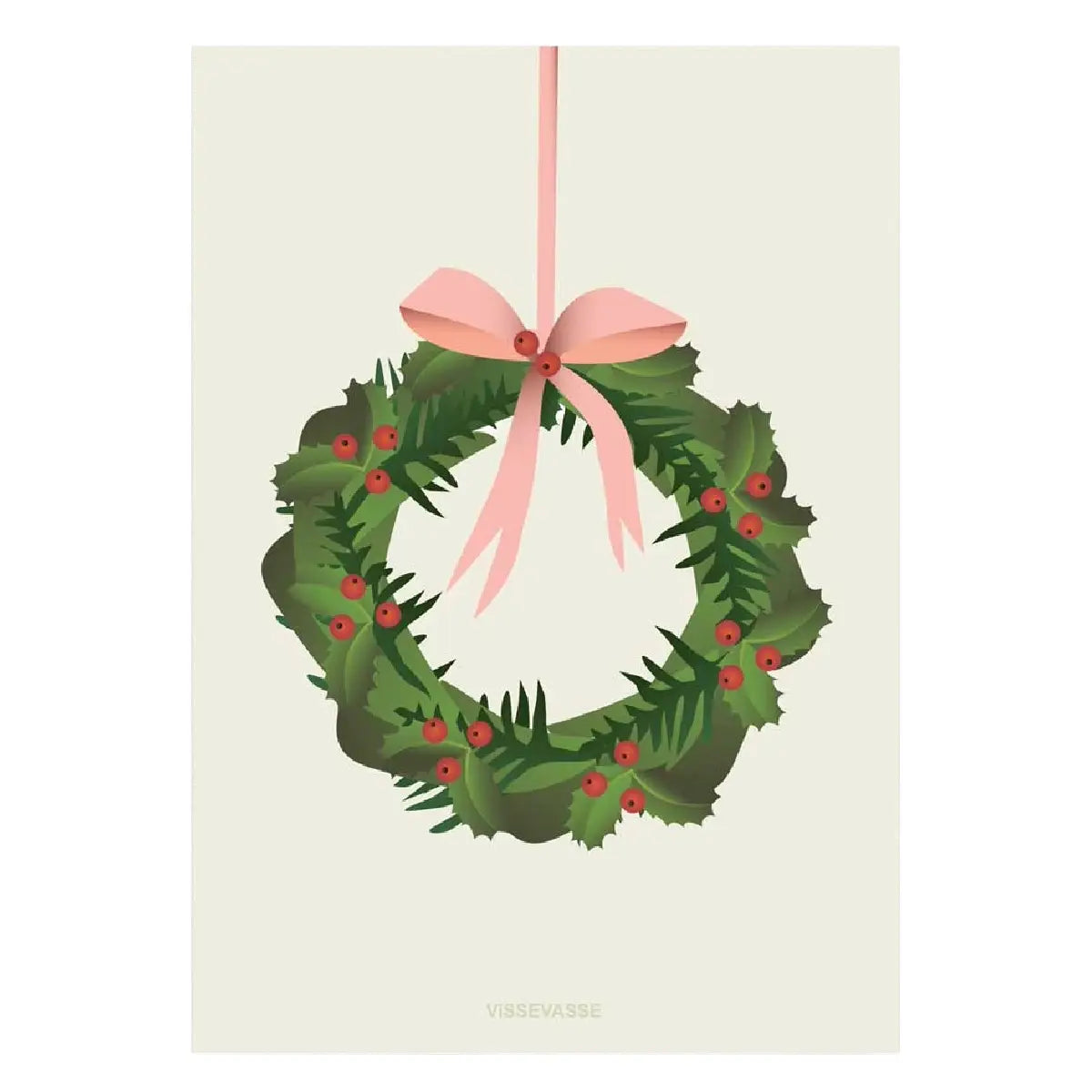 ViSSEVASSE Christmas Wreath minikort i A7-format med klassisk julekrans