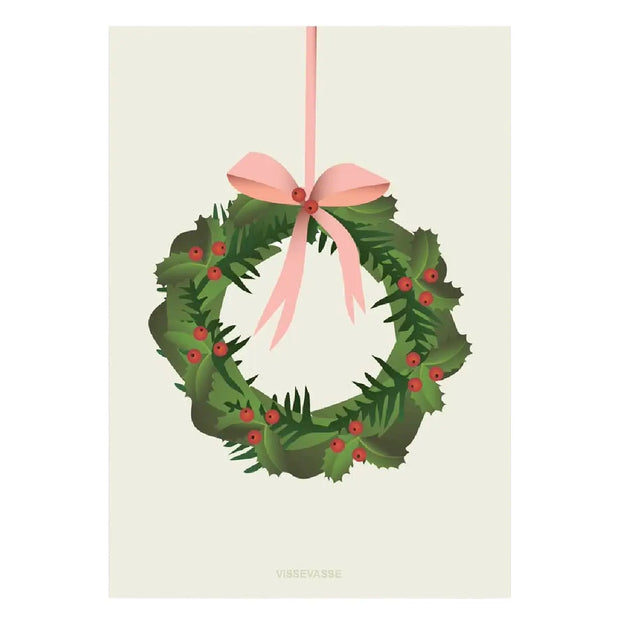 ViSSEVASSE Christmas Wreath minikort i A7-format med klassisk julekrans
