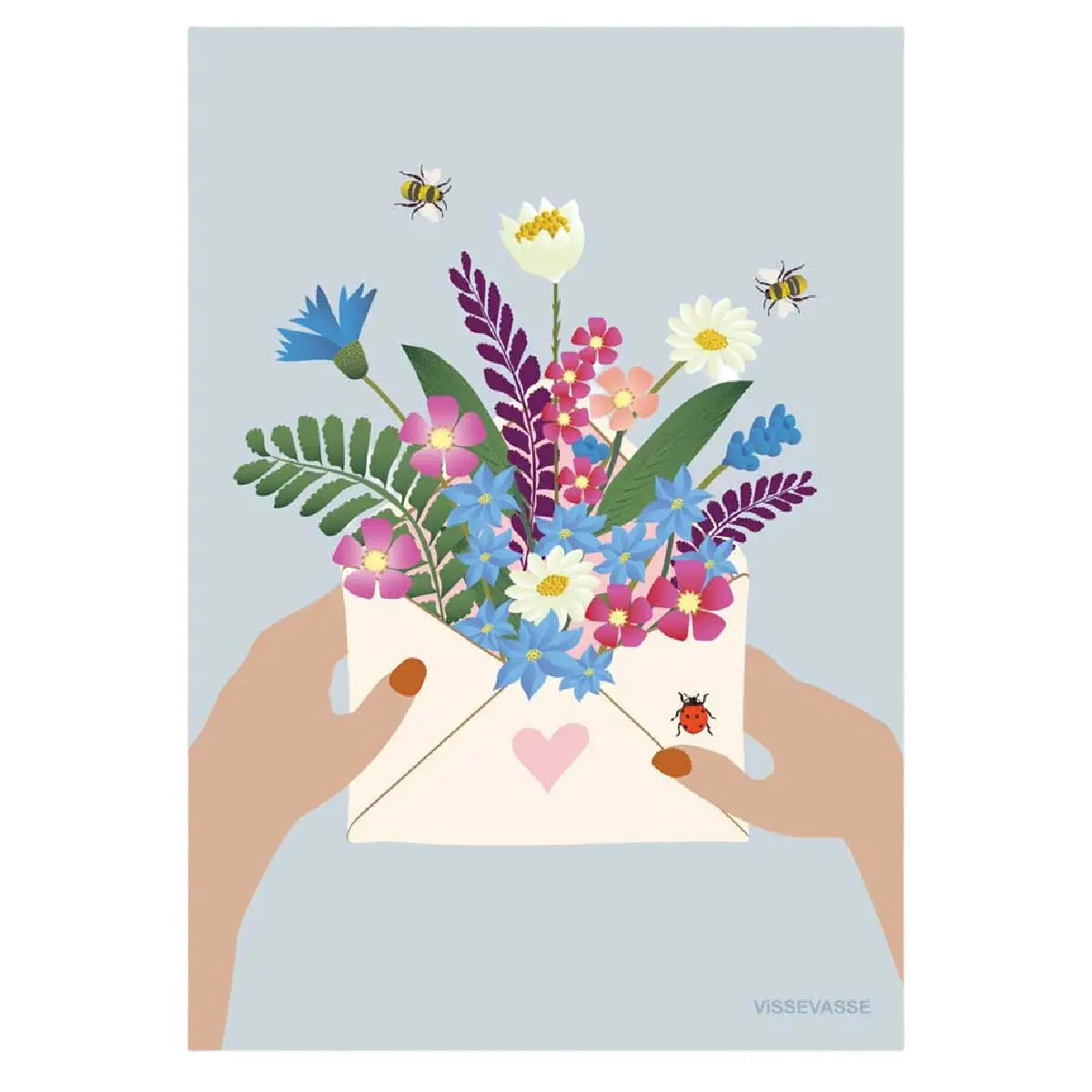 ViSSEVASSE Flowers In Envelope A7 minikort med blomster i kuvert, FSC-certificeret dobbeltkort trykt i Danmark med plads til en kærlig hilsen