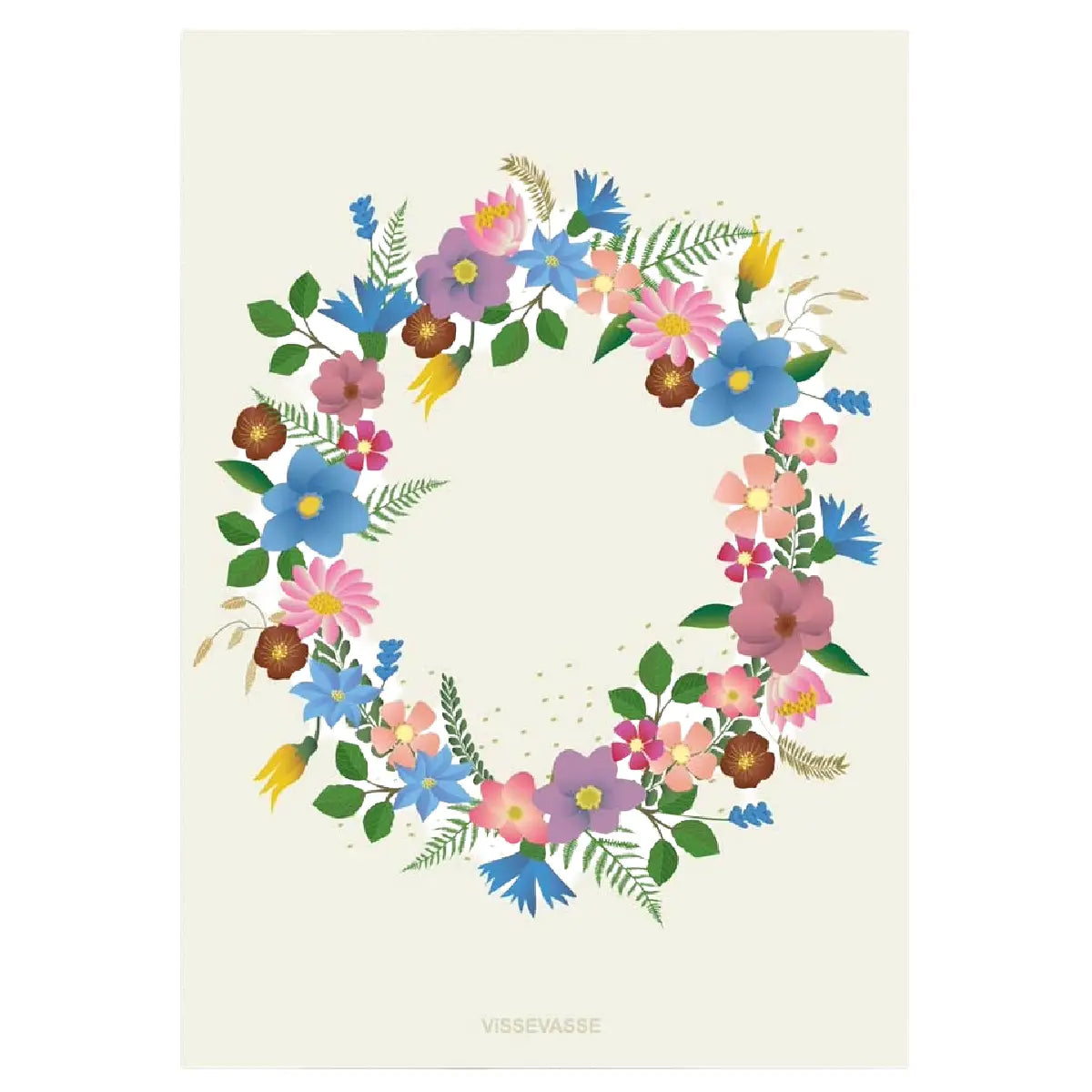 ViSSEVASSE Happy Birthday Flower Circle kort i A6-format med blomster og fødselsdagstekst