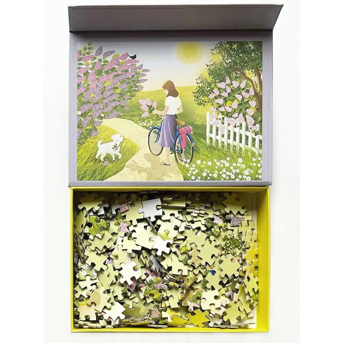 ViSSEVASSE SPRING puslespil med 300 brikker – forårsmotiv med syrener, hyggelig puzzle til dag eller weekend, færdig størrelse 37 x 27 cm, boks 20 x 15 x 4 cm
