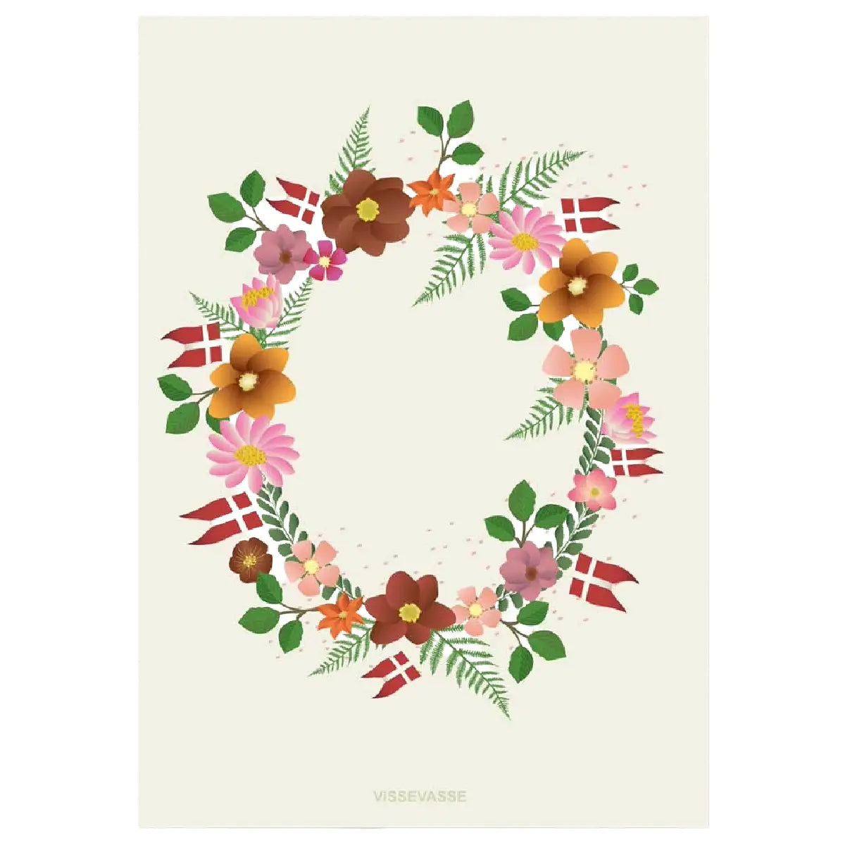 ViSSEVASSE Stort tillykke Flower Circle minikort i A7-format med blomster og lykønskningstekst