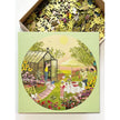 ViSSEVASSE SUMMER FEELING rundt puslespil med 1.000 brikker – sommermotiv med have, blomster og drivhus, diameter 65 cm, FSC-certificeret papir, puslespil i rund æske 26,5 x 26,5 x 6,5 cm