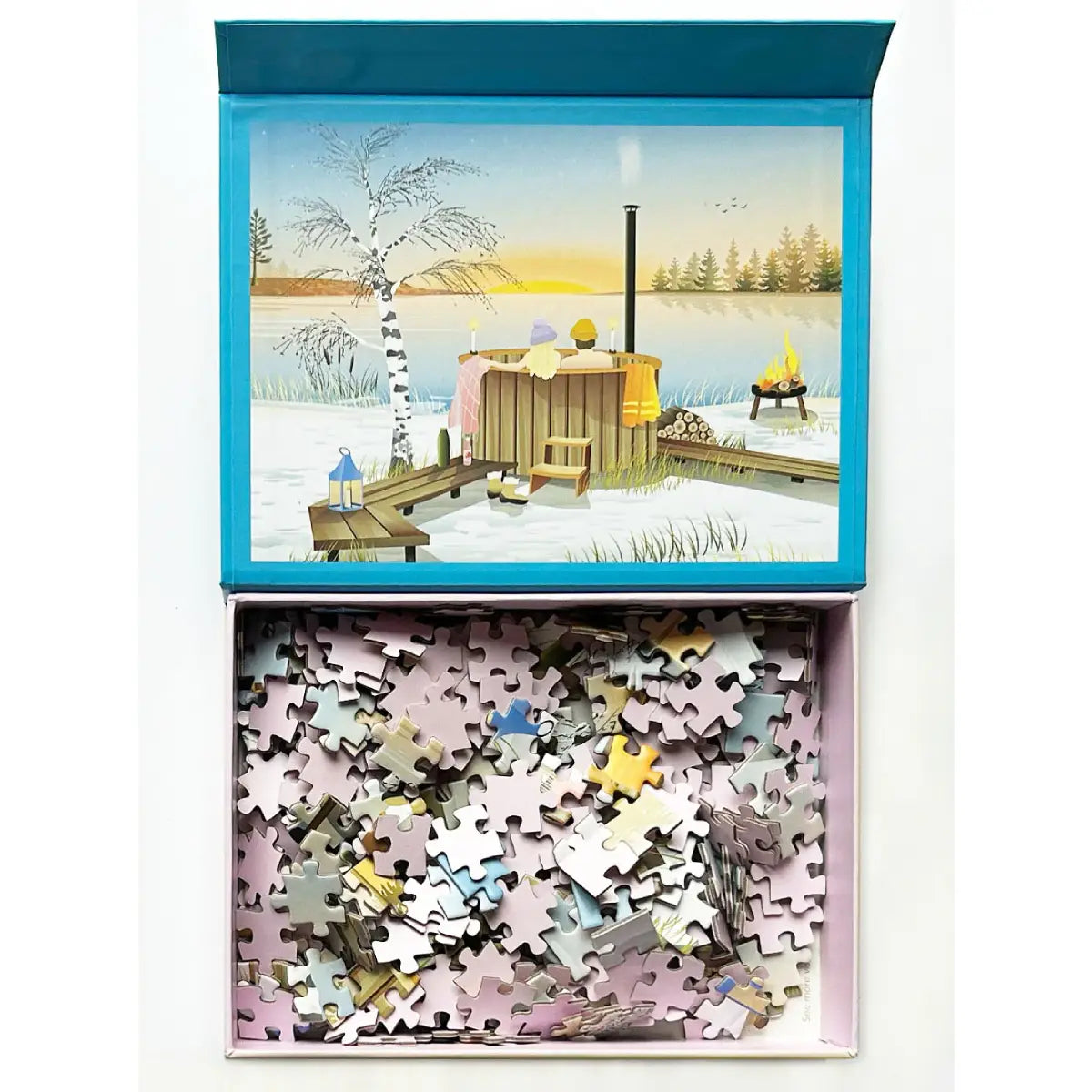 ViSSEVASSE WINTER puslespil med 300 brikker – vintermotiv med vildmarksbad og solnedgang, hyggelig puzzle til dag eller weekend, færdig størrelse 37 x 27 cm, boks 20 x 15 x 4 cm