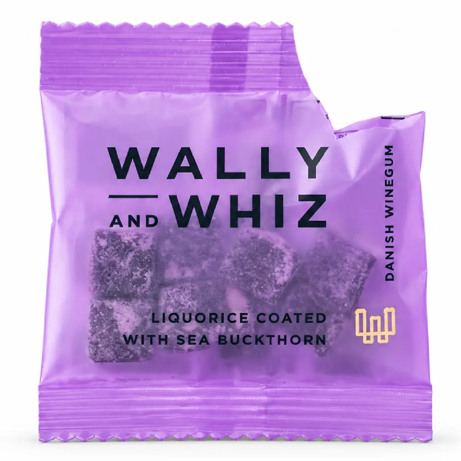 Wally and Whiz Lakrids med Havtorn 11 g lakridsvingummi med havtornpulver