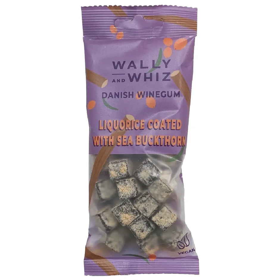 Wally and Whiz Lakrids med Havtorn 57 g lakridsvingummi med havtornpulver