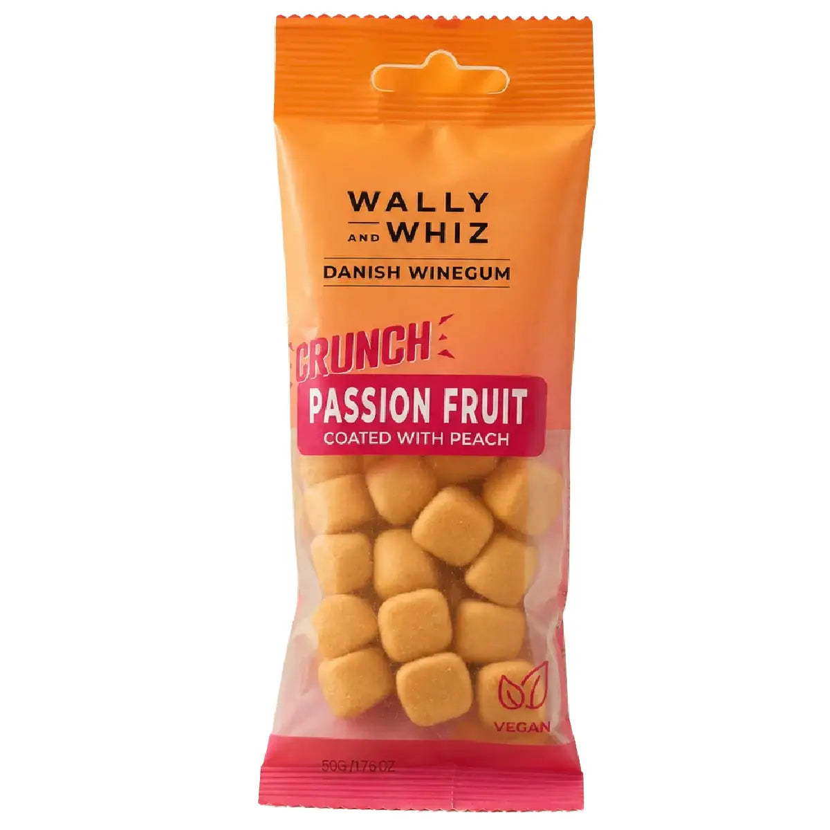 Wally and Whiz Passionsfrugt med Fersken Crunch 50 g gourmetvingummi
