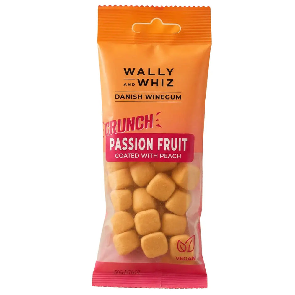Wally and Whiz Passionsfrugt med Fersken Crunch 50 g gourmetvingummi