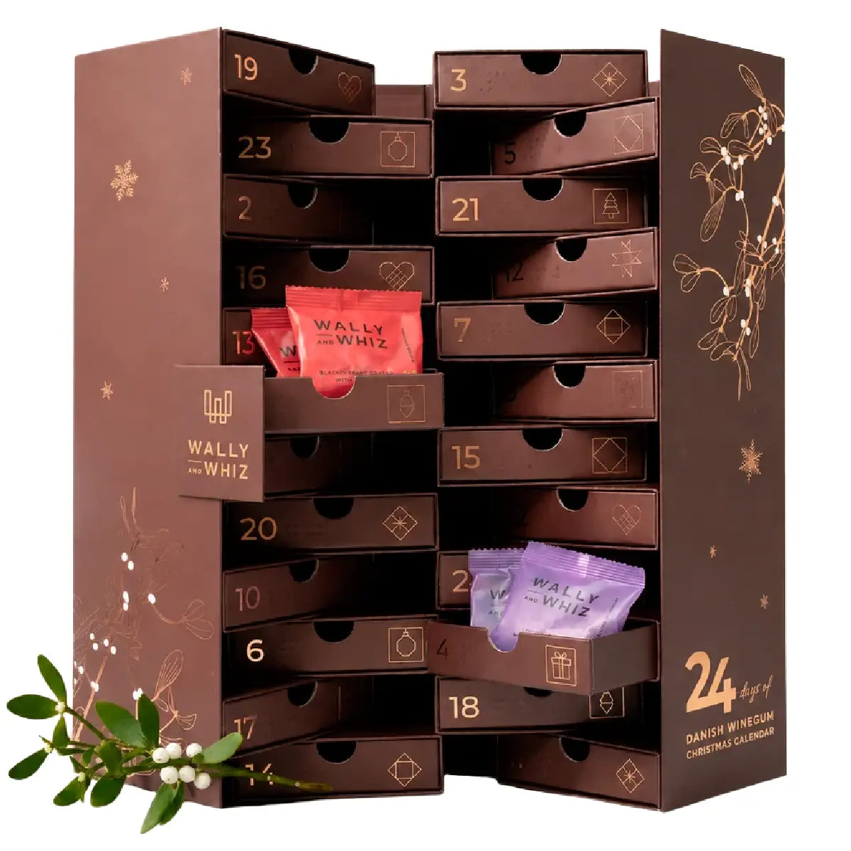 Wally and Whiz Sharing Julekalender 2026 550 g med 50 poser gourmetvingummi