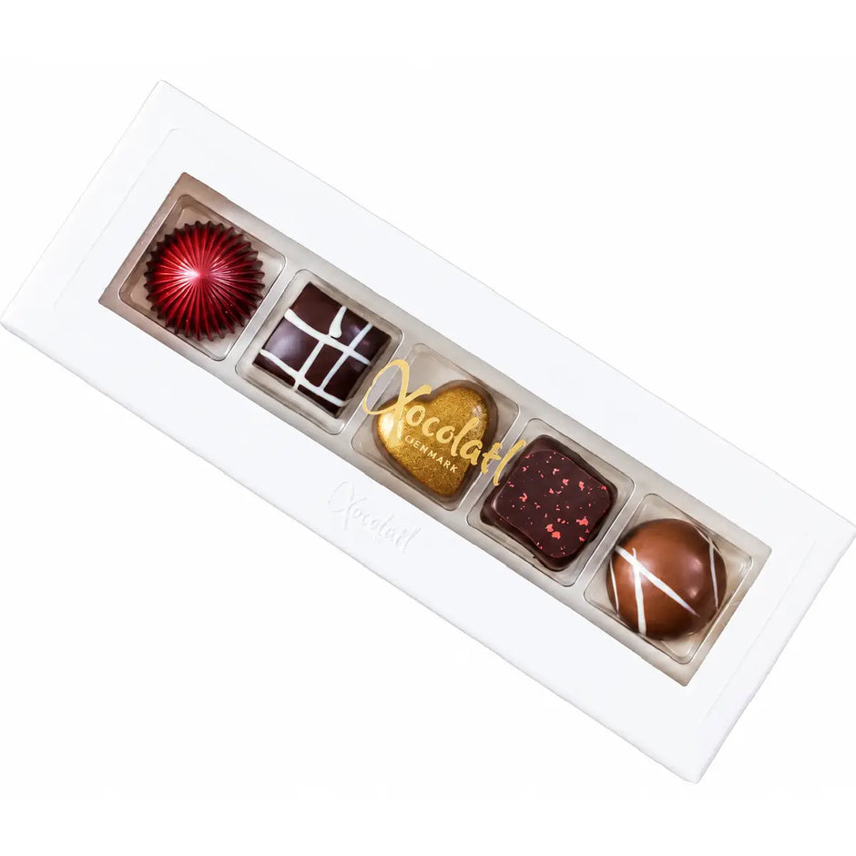 Xocolatl Christiansfelder Star 5 45 g med fem fyldte chokolader