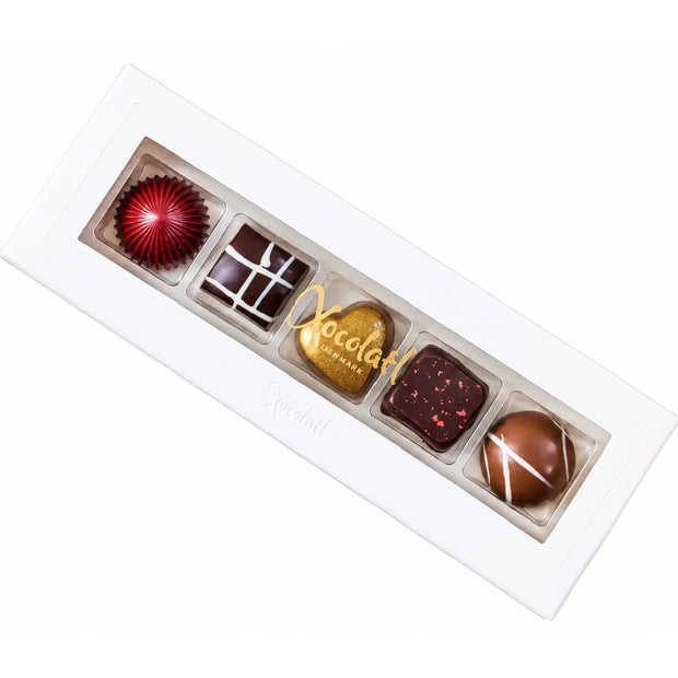 Xocolatl Christiansfelder Star 5 45 g med fem fyldte chokolader
