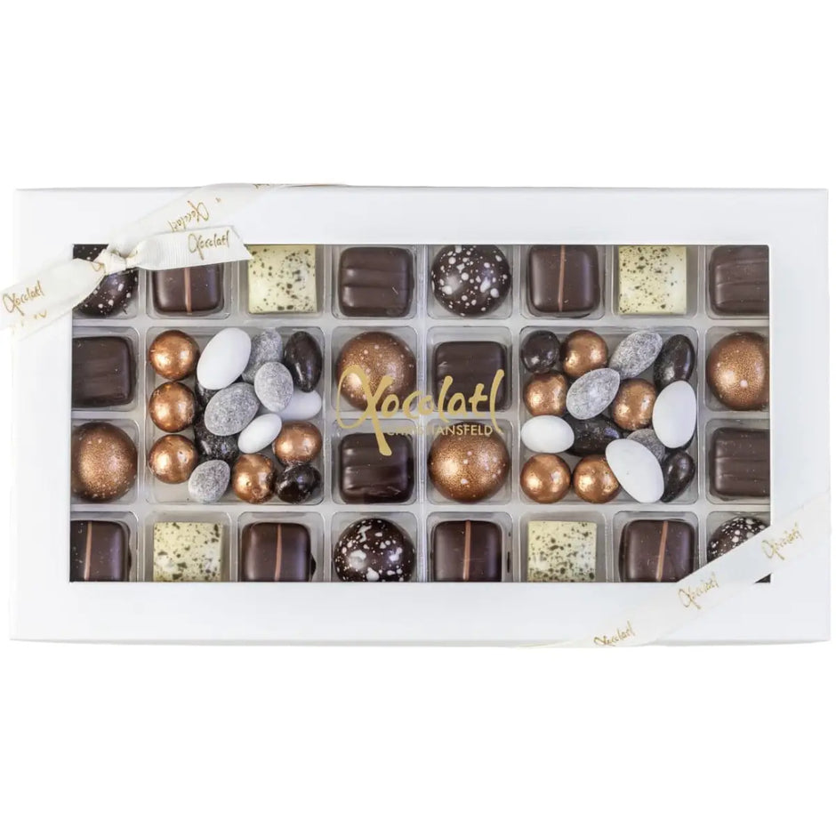 Xocolatl Christmas Double Selection 340 g med fyldte chokolader og dragé