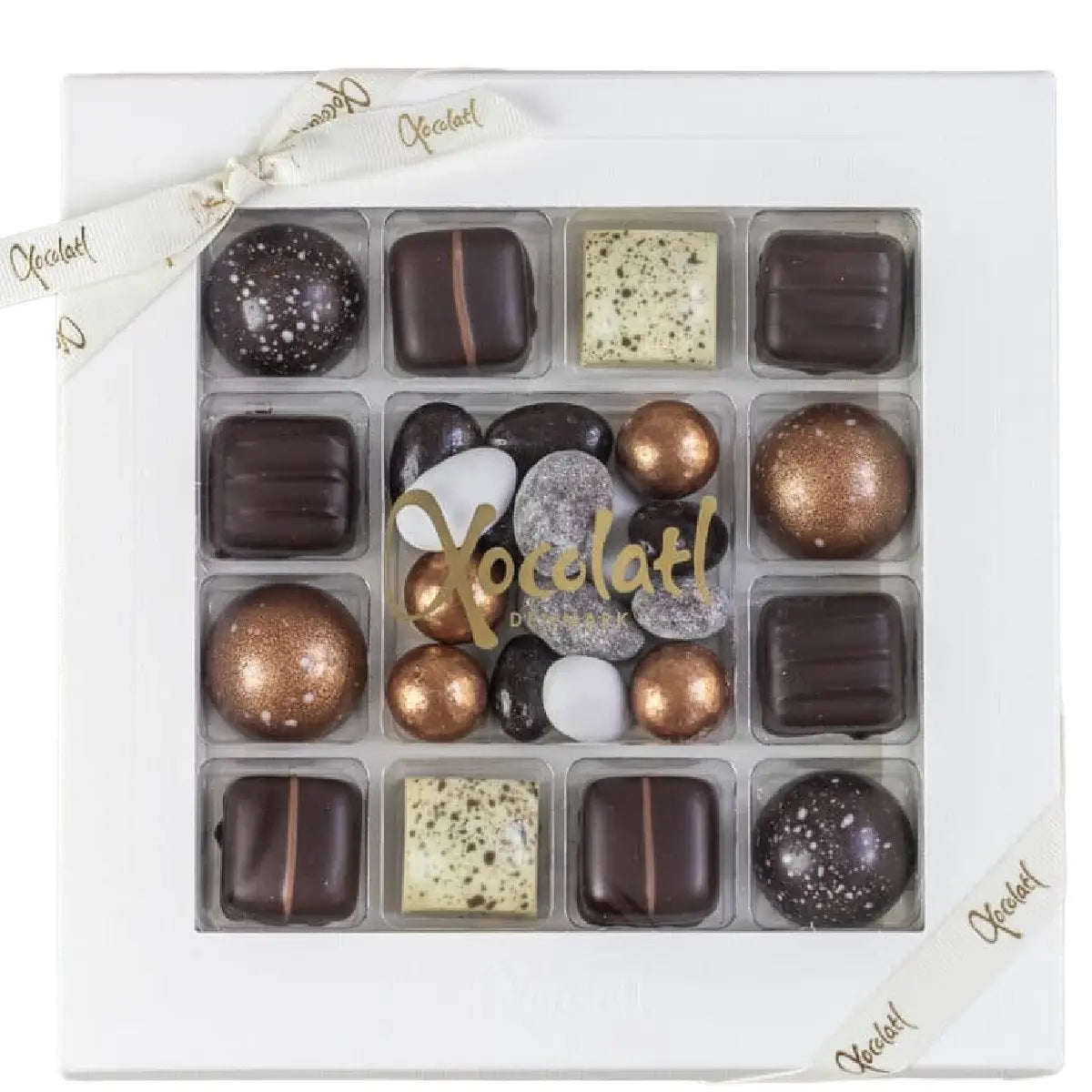 Xocolatl Christmas Selection 170 g med fyldte chokolader og dragé