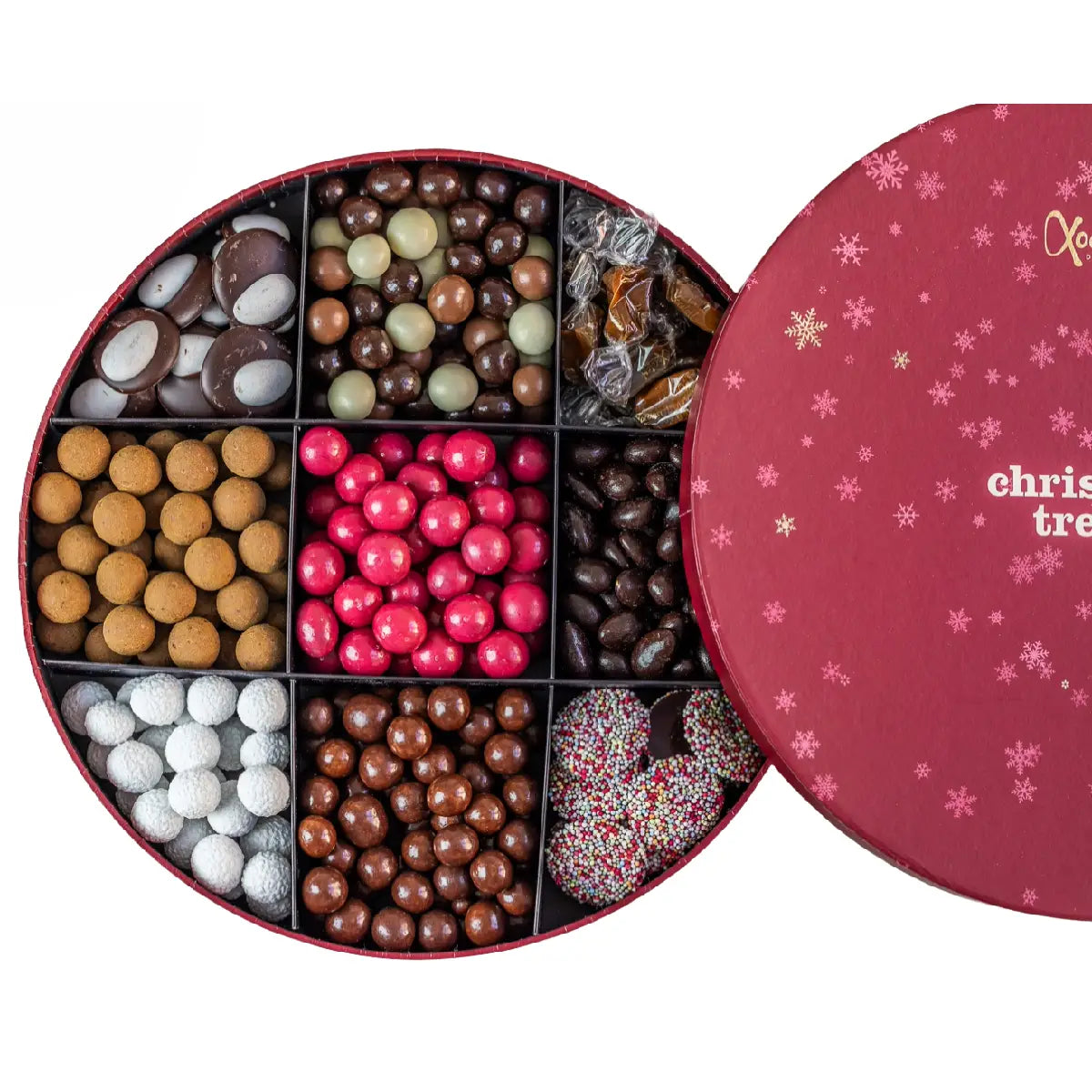 Xocolatl Christmas Treat Red 625 g med karameller chokolade lakrids og dragé