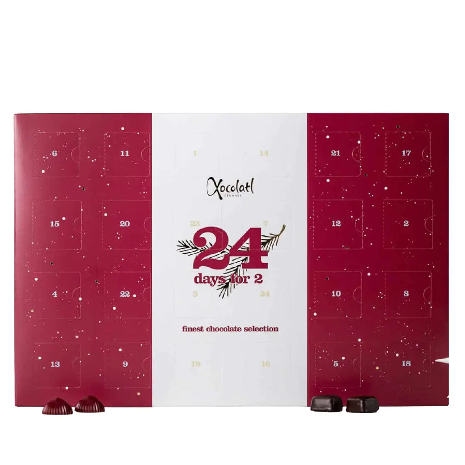 Xocolatl Finest Selection For 2 julekalender til 2 personer eller dobbeltforkælelse til 1 person med fyldte chokolader, ca. 400 g
